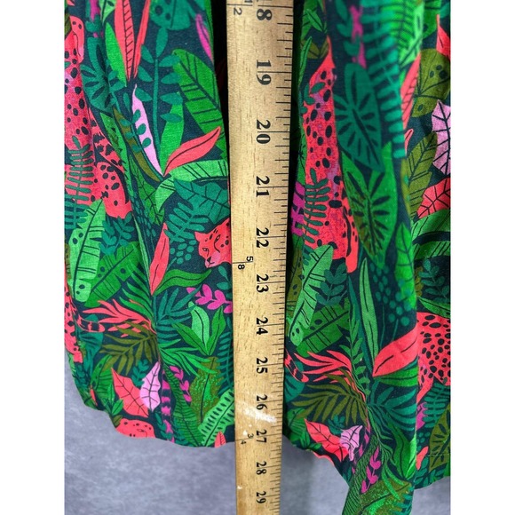 Palms Away Green Tropical Leopard Print Ruffle Sleeve Tiered Mini Dress - Picture 6 of 7